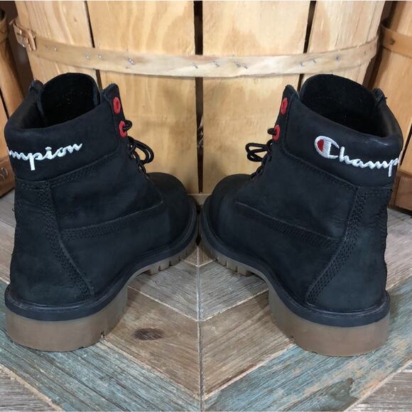 Timberland x Champion 6-Inch Premium Black Leather Waterproof Boots Women Size 6 - Picture 10 of 14